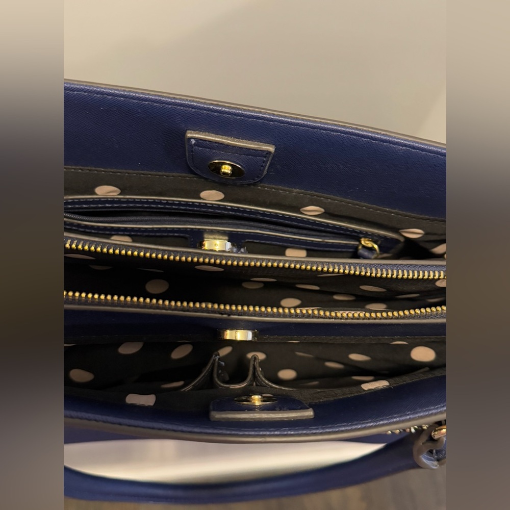 Anne Klein “Black New Recruits” blue Large Structured Satchel Women Handbag - Picture 6 of 10